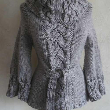 #90 Chic Cables and Lace Cowl Neck