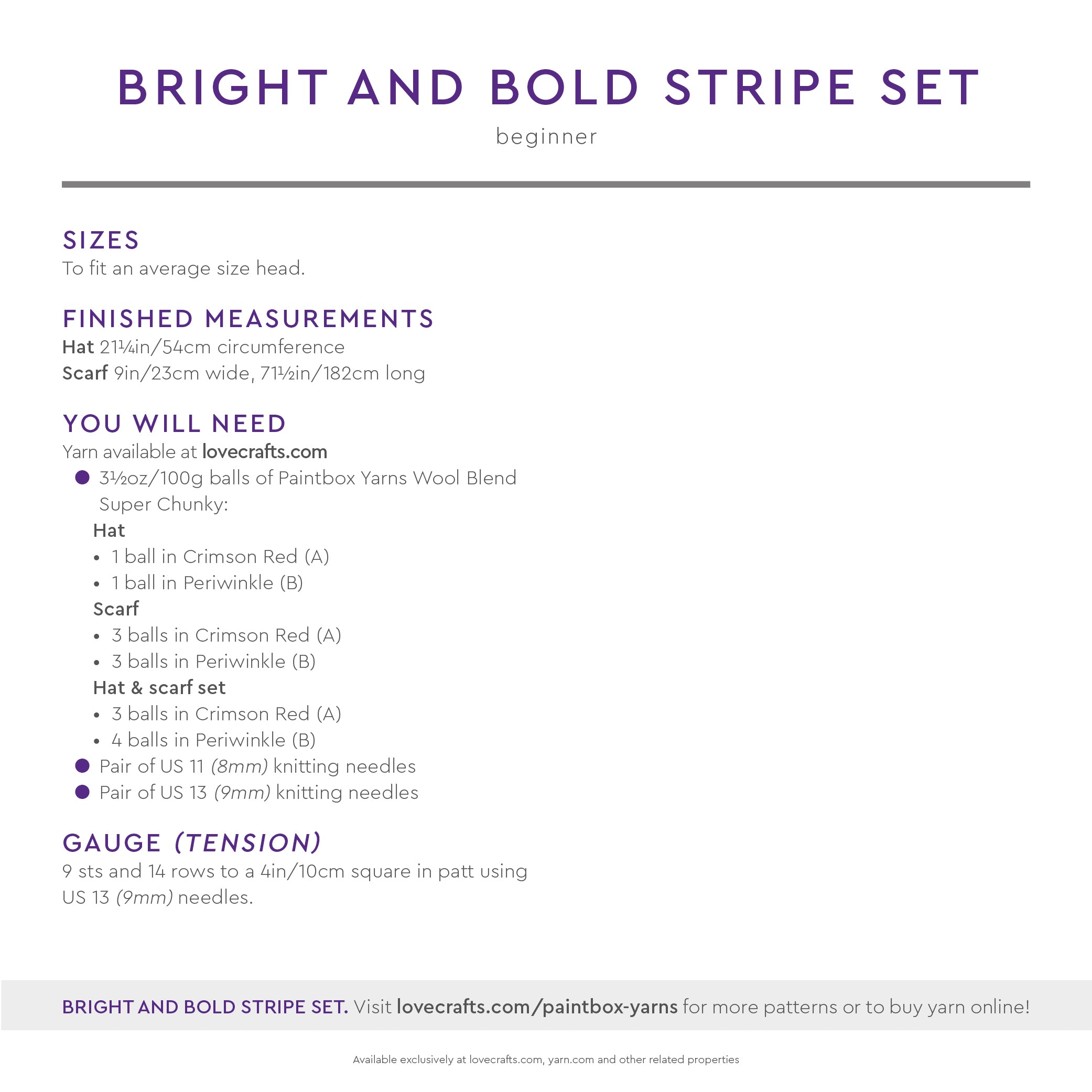 Paintbox Yarns Bright and Bold Stripe Set Knitting Pattern