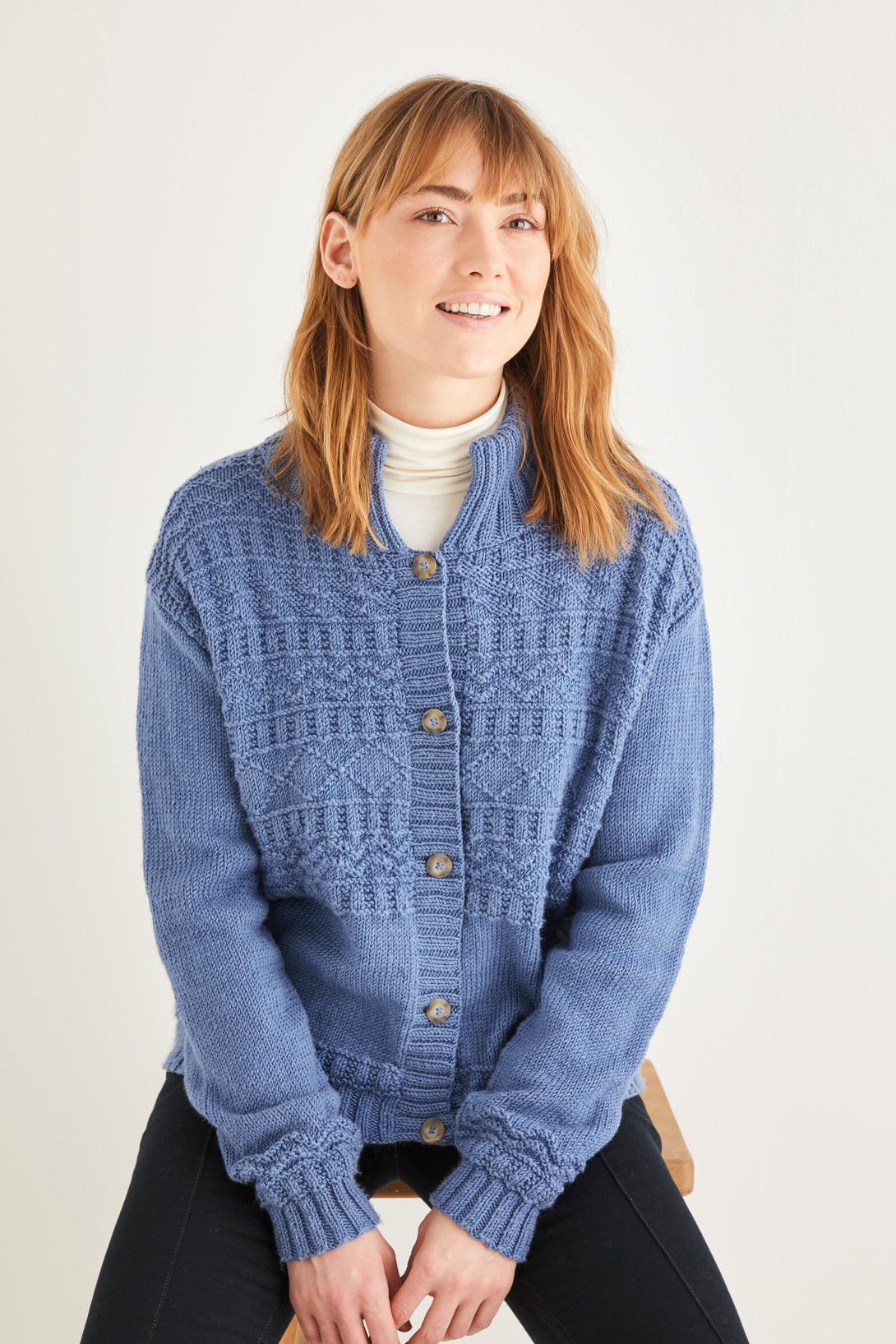 Sirdar High Neck Cardigan Knitting Pattern