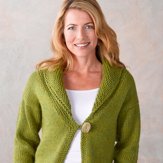 Valley Yarns Aurora Shawl Collar Cardigan Knitting Pattern