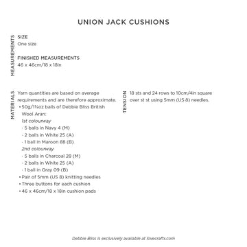 Debbie Bliss Union Jack Cushions Knitting Pattern
