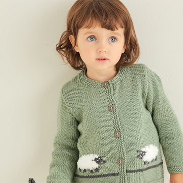 Sirdar Baby Cardigan with Sheep Motif Knitting Pattern