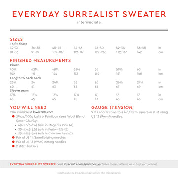 Paintbox Yarns Everyday Surrealist Sweater Knitting Pattern