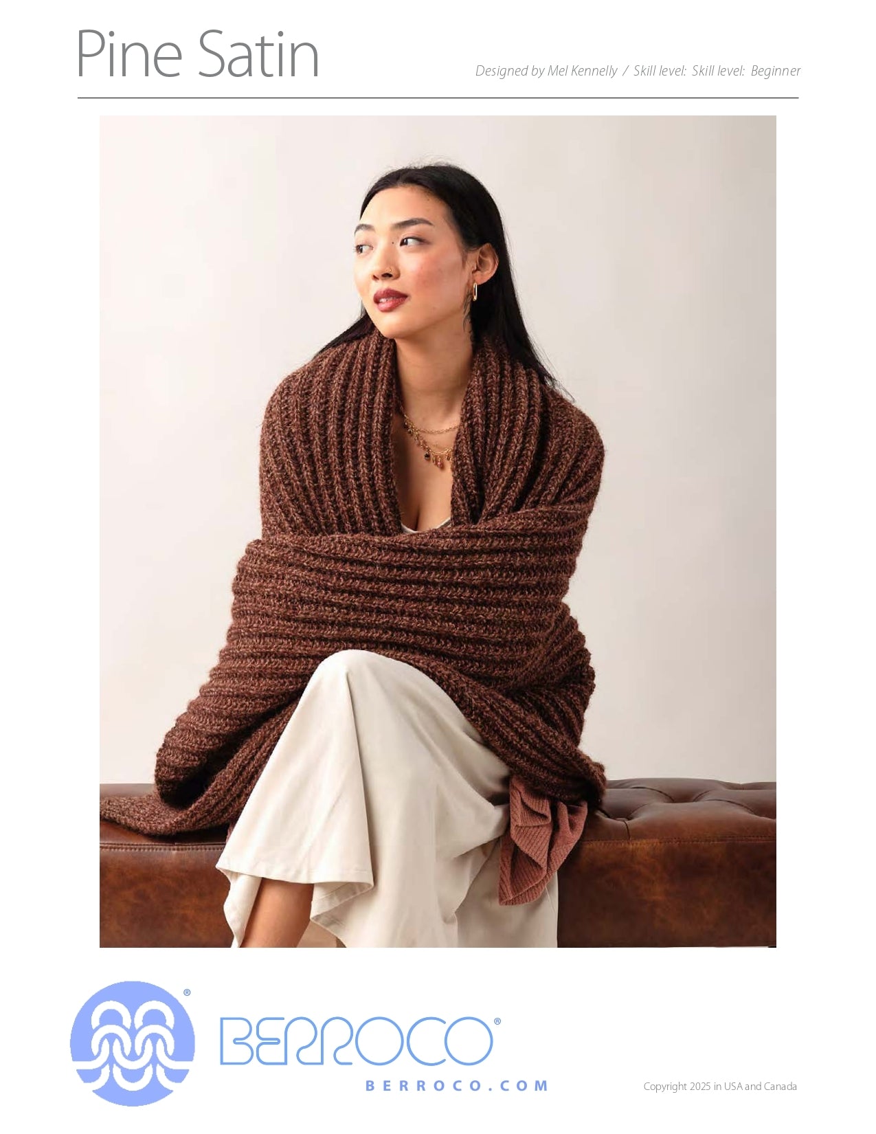 Pine Satin Shawl in Berroco Ultra Alpaca Chunky Natural PDF