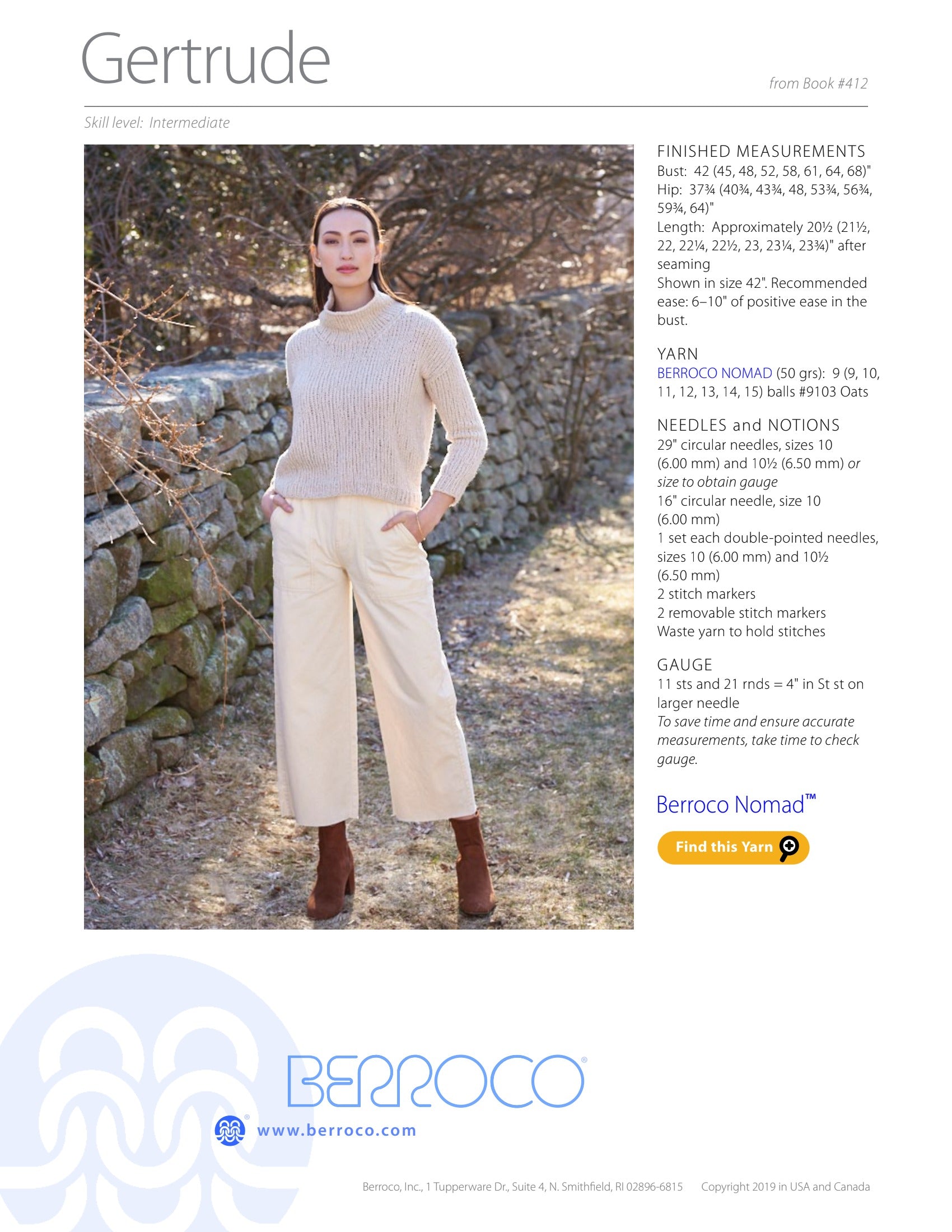 Berroco Gertrude Jumper Knitting Pattern