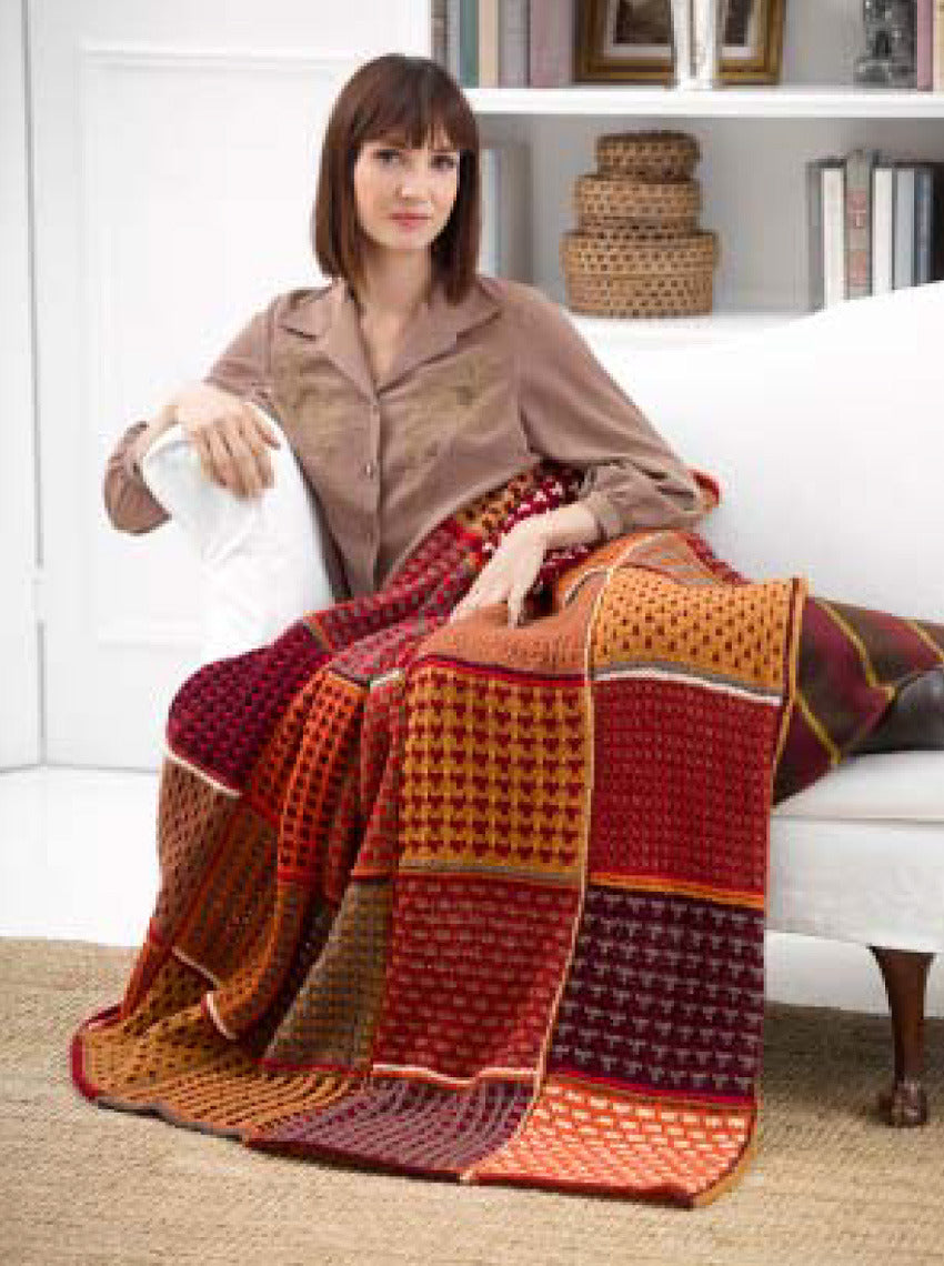 Fall Colors Afghan Blanket Knitting Pattern