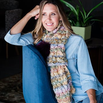 Trendsetter Yarns D Me Cabled Pull Through Scarf & Pom Pom