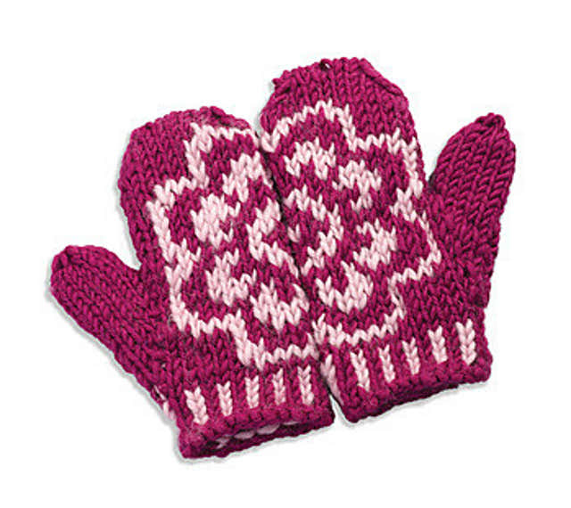 Valley Yarns Plum Blossom Mittens Knitting Pattern