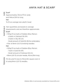 Debbie Bliss Anya Scarf and Complimentary Hat Pattern