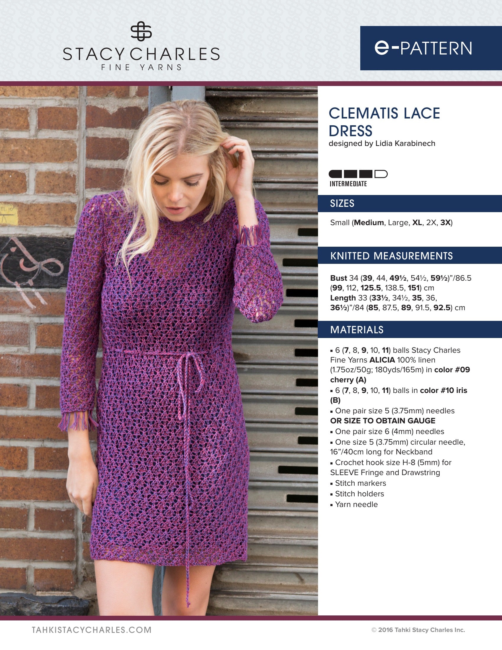 Stacy Charles Fine Yarns Clematis Lace Dress Knitting