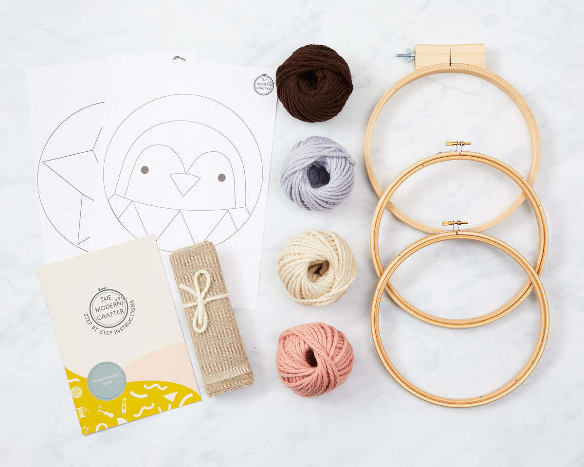 The Modern Crafter Penguin & Star Beginner Punch Needle Kit