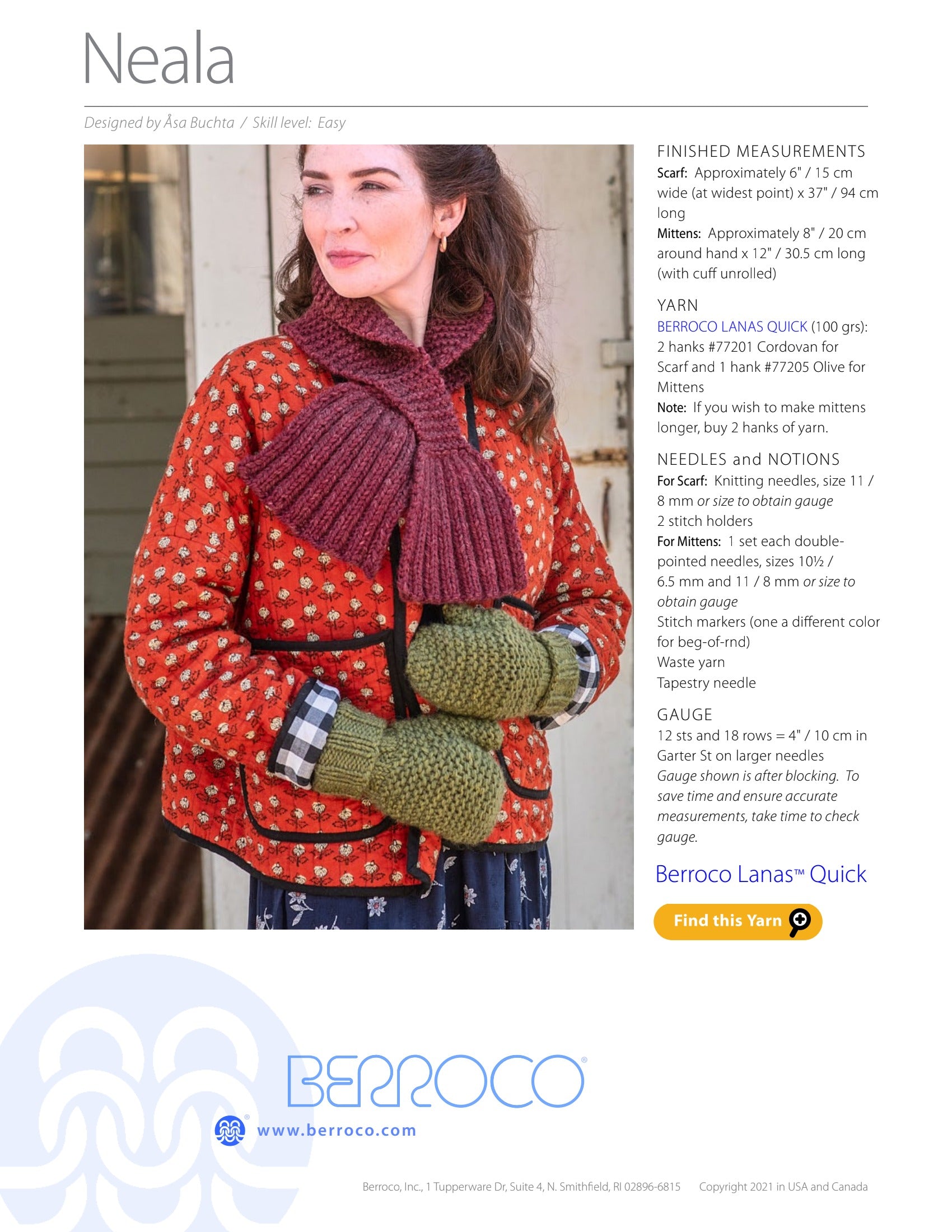 Berroco Neala Mittens Knitting Pattern