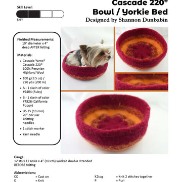 Bowl/Yorkie Bed Pet Bed Knitting Pattern