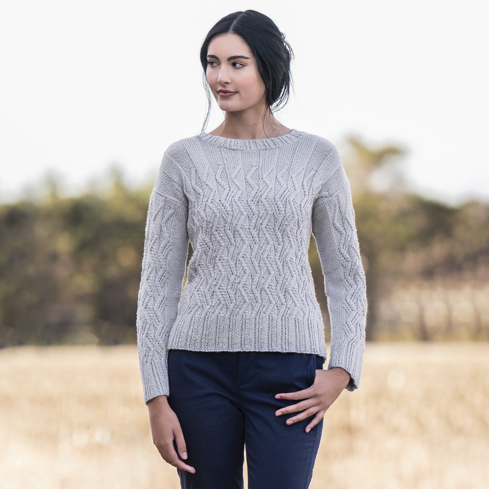 Blue Sky Fibers Montevideo Cabled Pullover Knitting Pattern