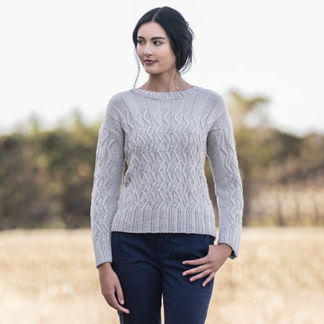 Blue Sky Fibers Montevideo Cabled Pullover Knitting Pattern