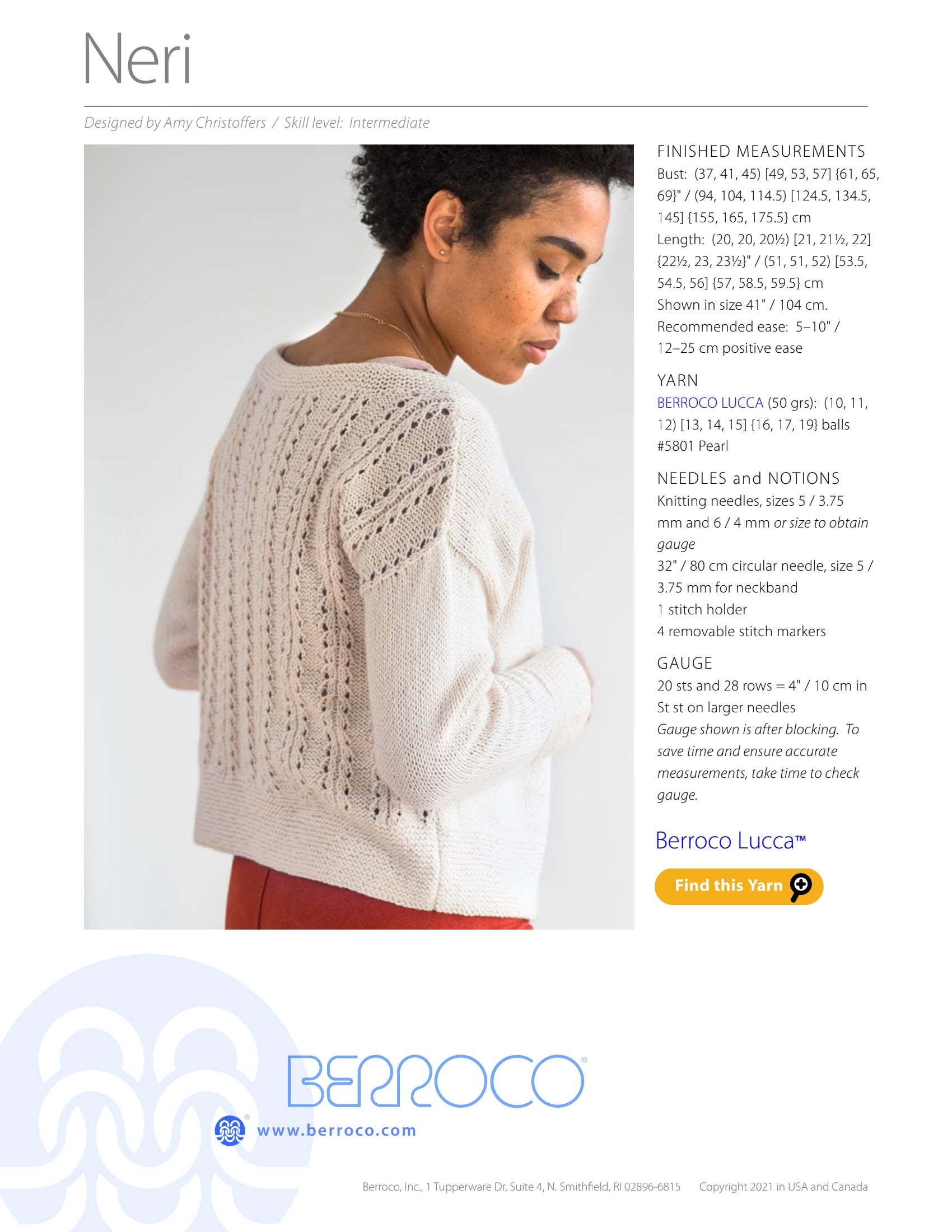 Berroco Neri Cardigan Knitting Pattern