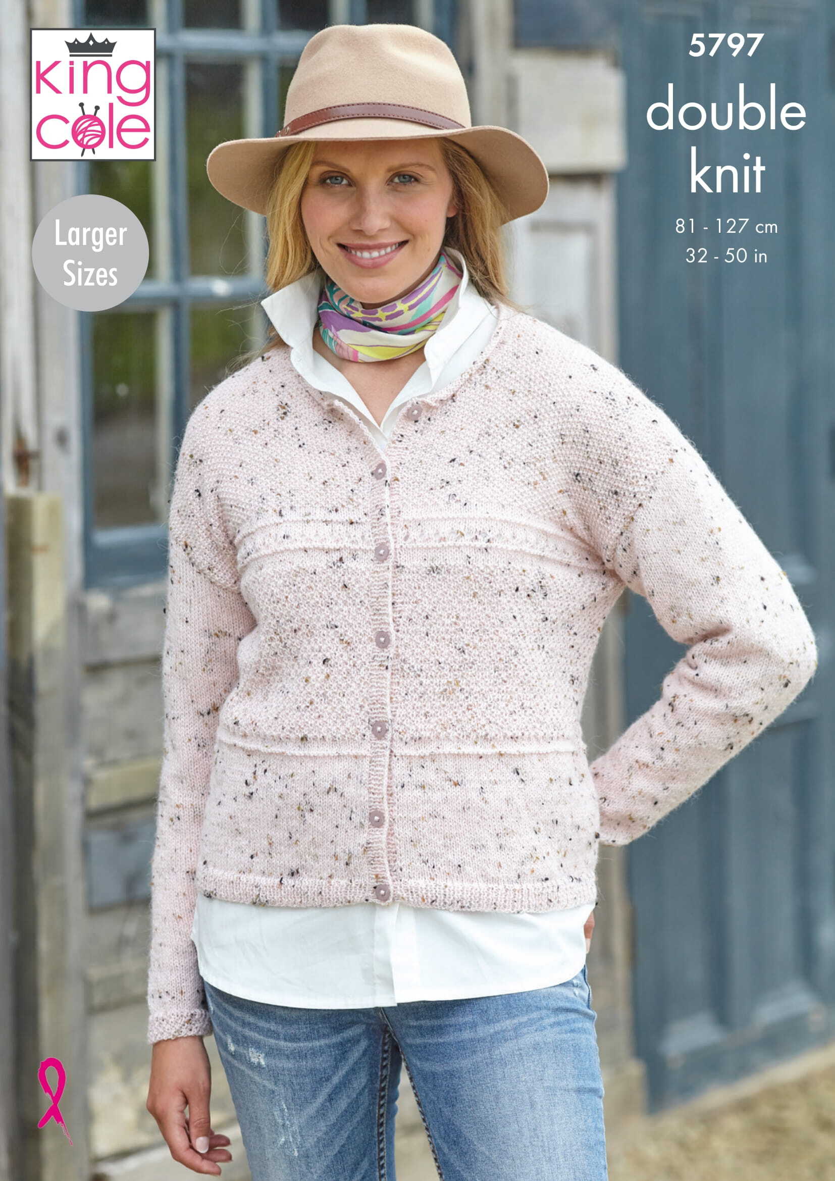 Ladies Round Neck Cardigan & Waistcoat in King Cole Homespun DK