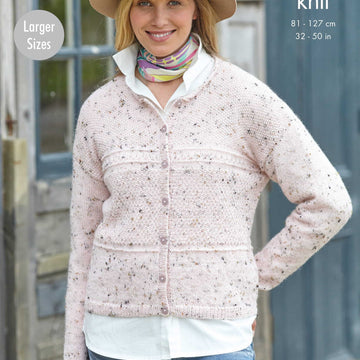 Ladies Round Neck Cardigan & Waistcoat in King Cole Homespun DK
