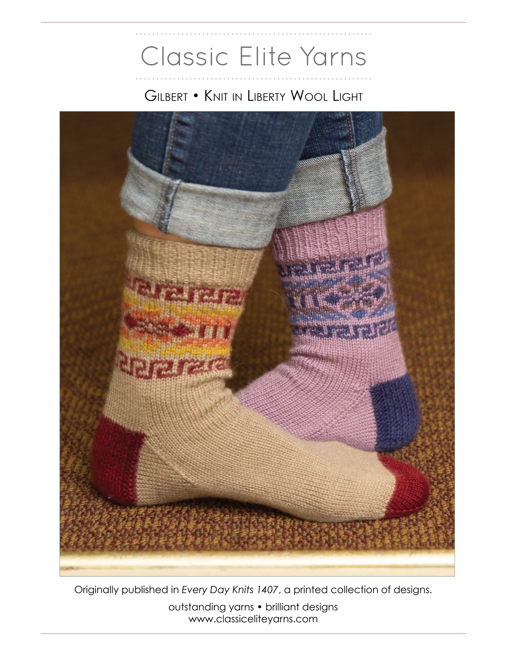 Classic Elite Yarns Gilbert Socks Knitting Pattern