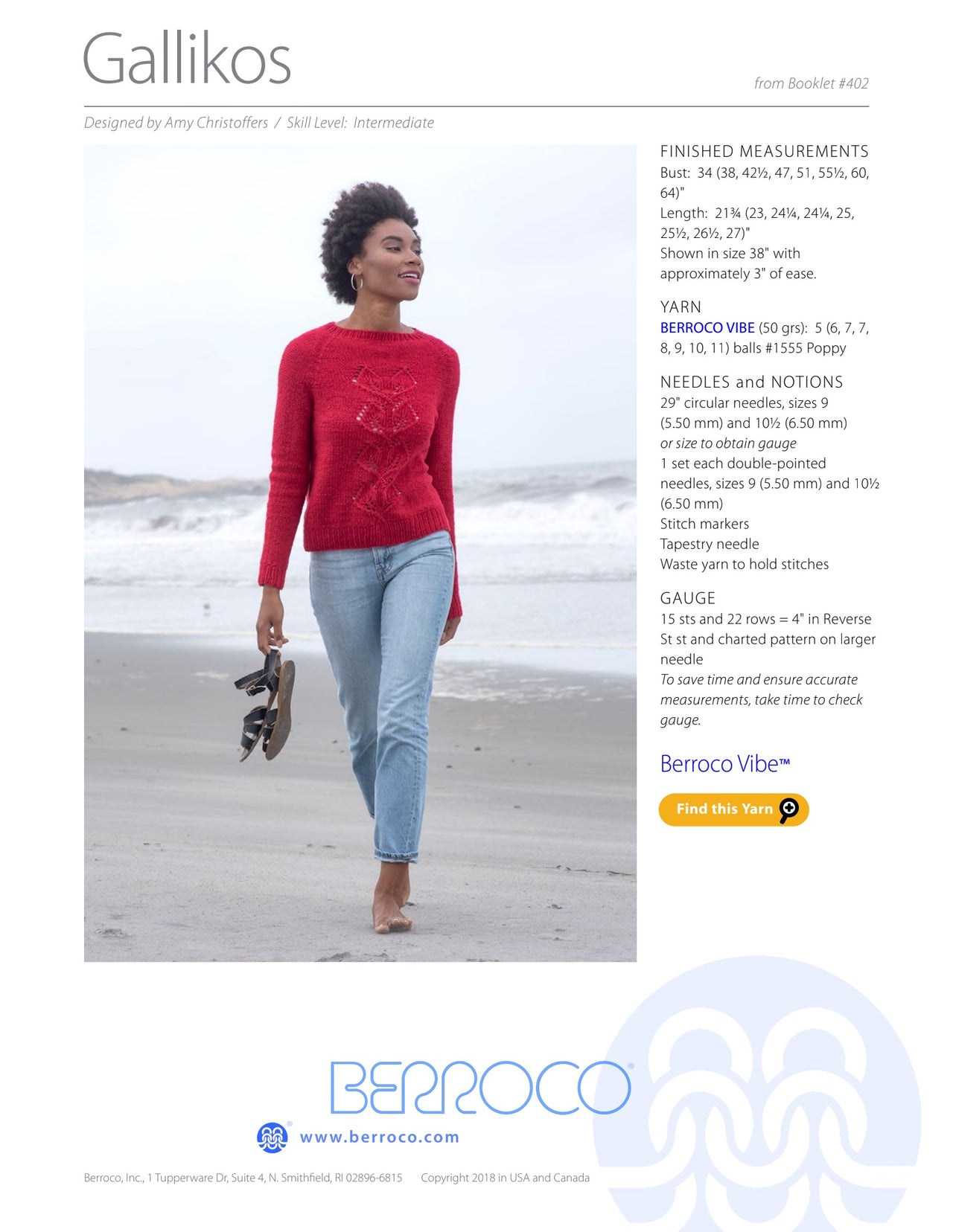 Berroco Gallikos Jumper Knitting Pattern
