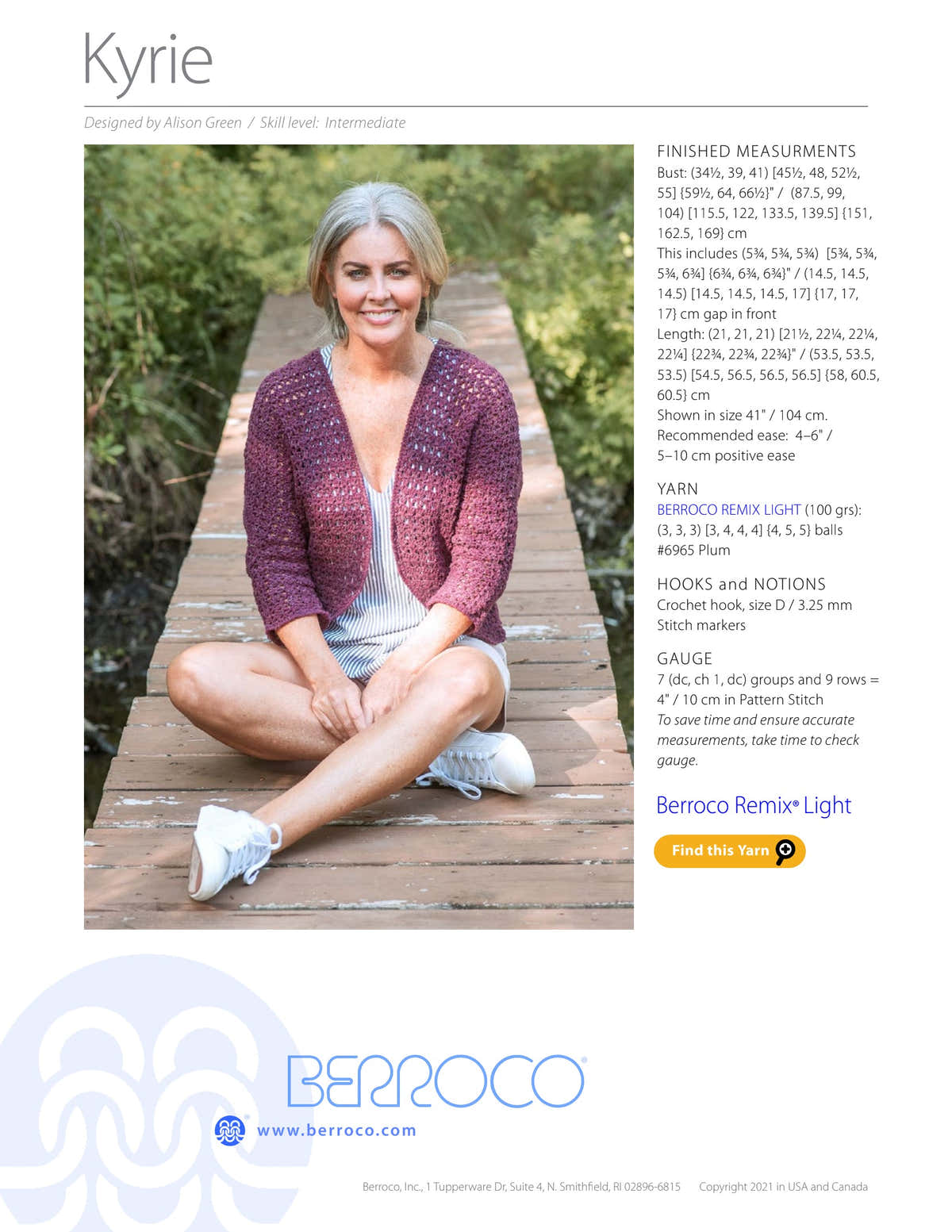 Berroco Kyrie Cardigan Crochet Pattern