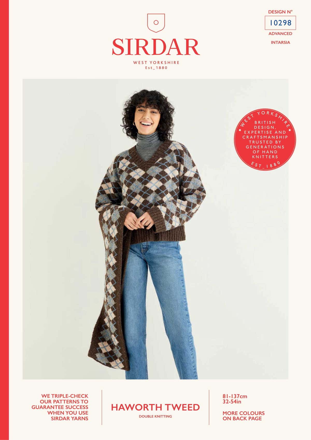 Sirdar Argyle Sweater & Scarf Knitting Pattern