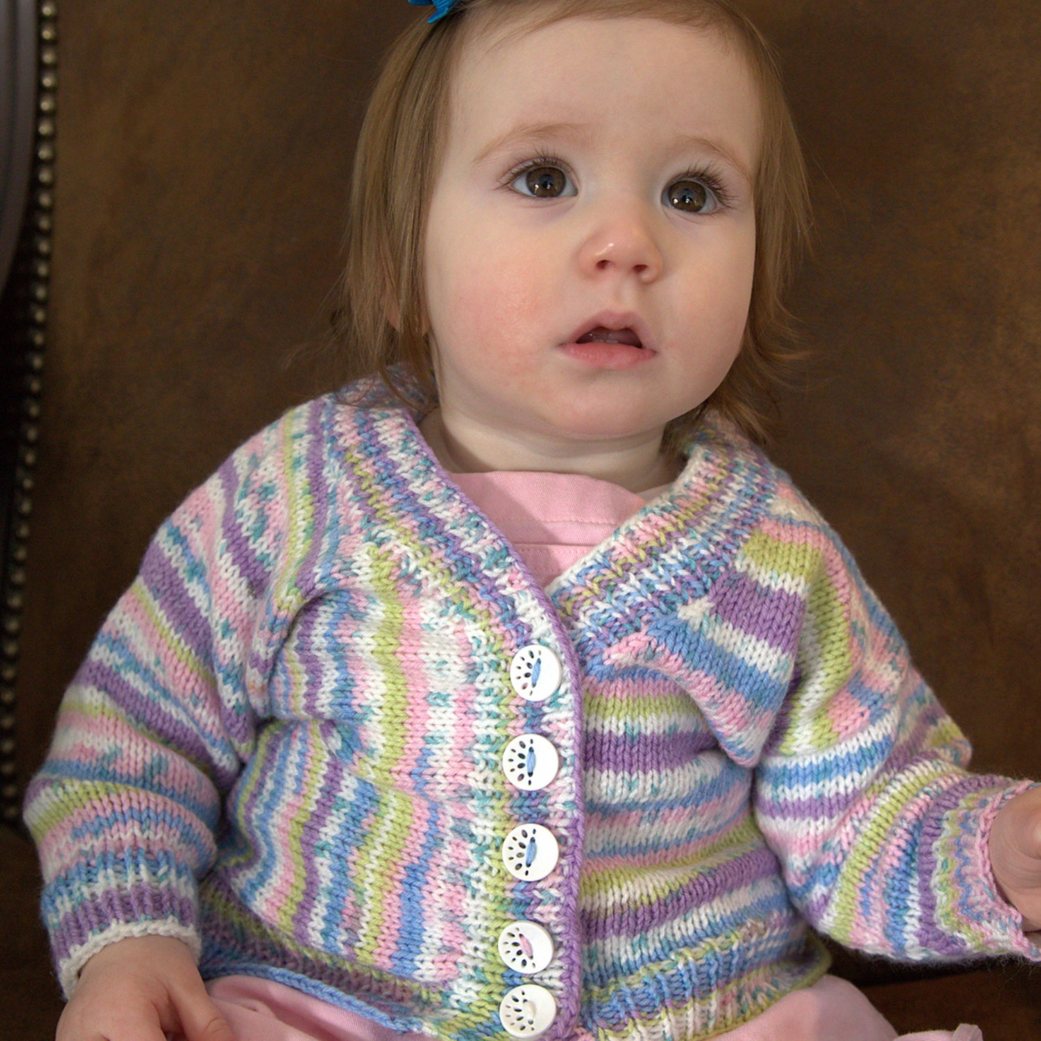 Plymouth Yarn Multi Directional Baby Cardigan in Dreambaby DK Paintpot