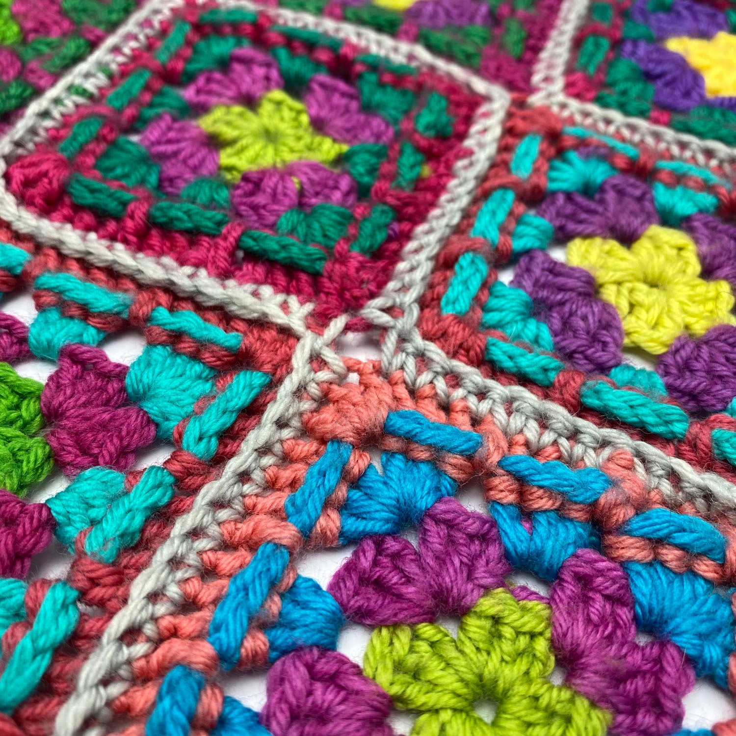 Wonderland Yarns Holographic Granny Square Blanket Crochet
