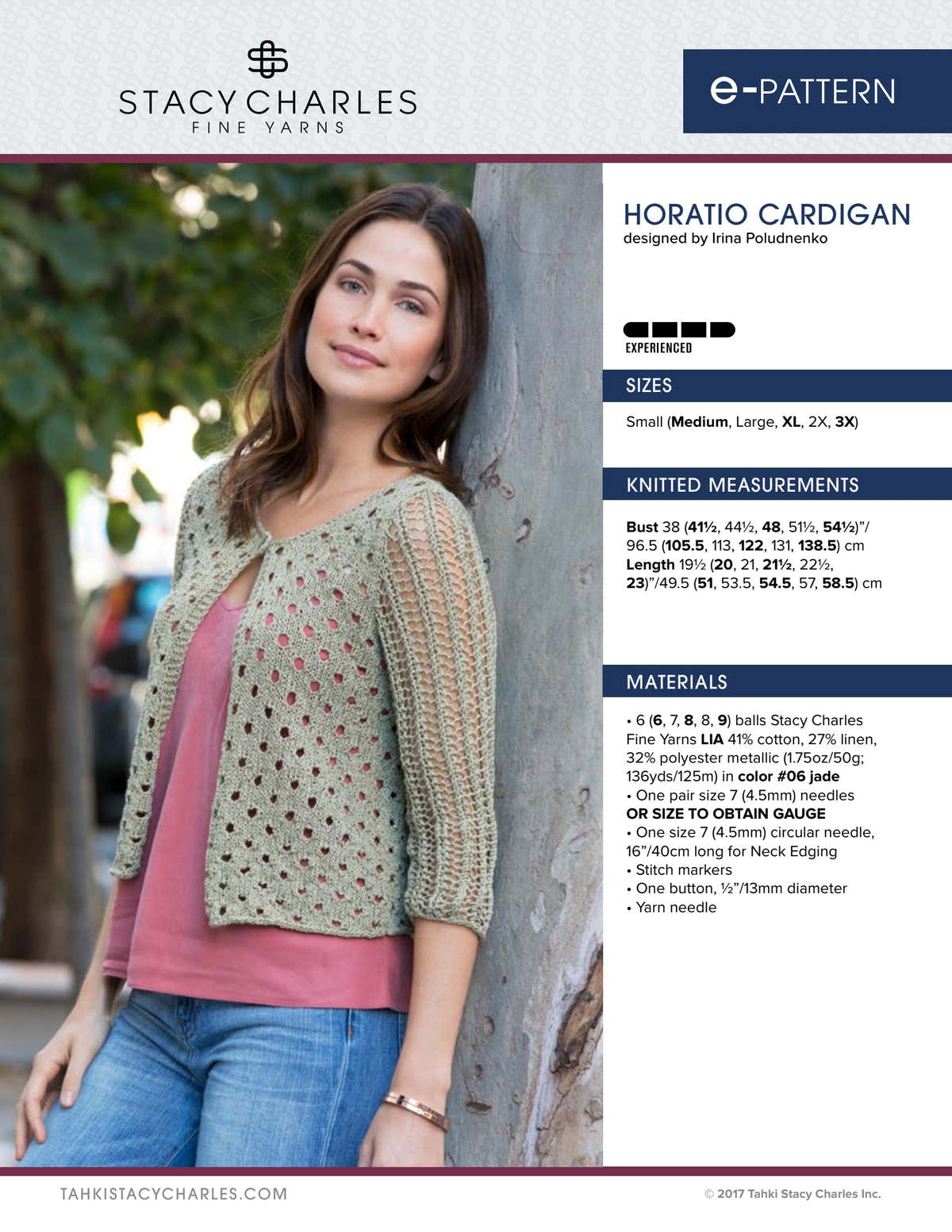 Stacy Charles Fine Yarns Horatio Cardigan Knitting Pattern