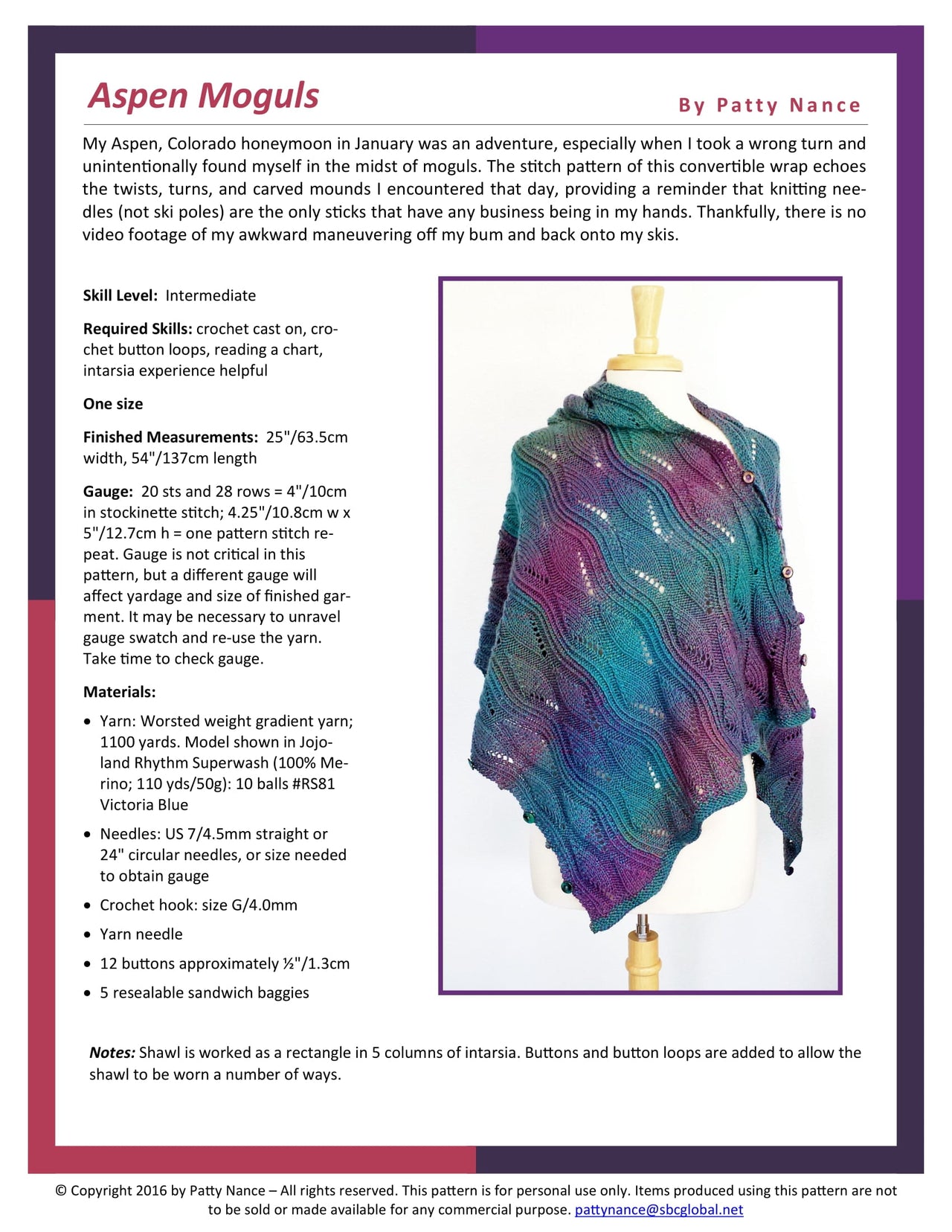 Patty's Knits Aspen Moguls Cape Knitting Pattern