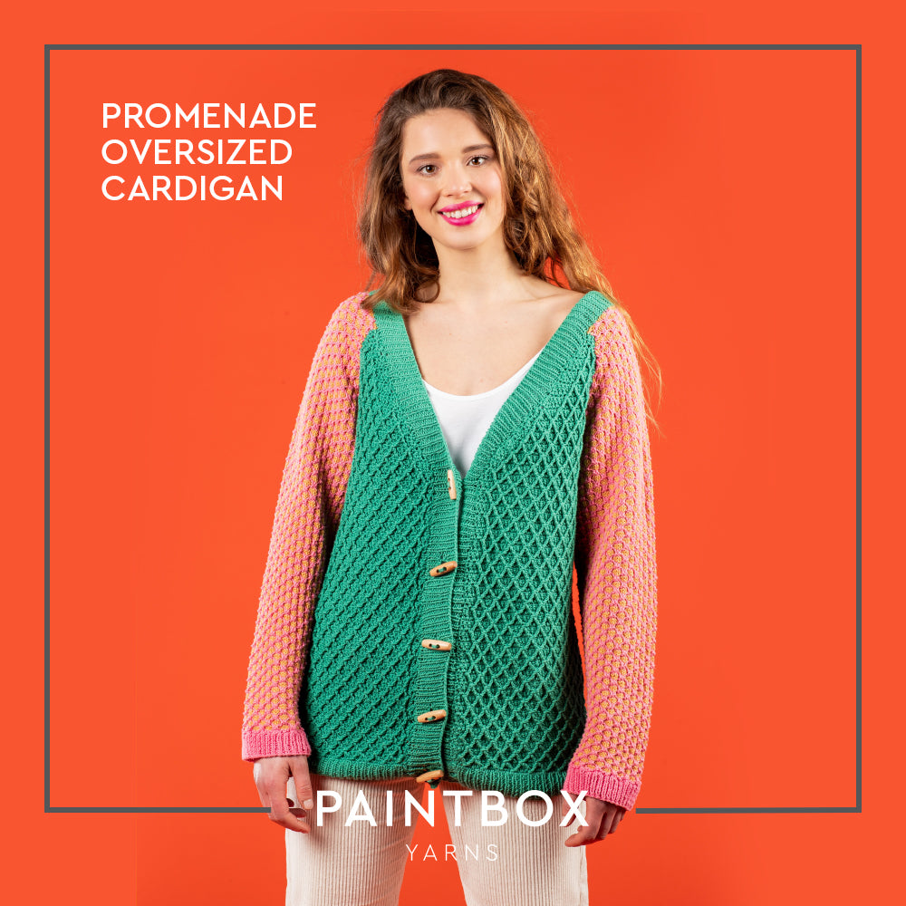 Paintbox Yarns Promenade Oversized Cardigan Knitting Pattern