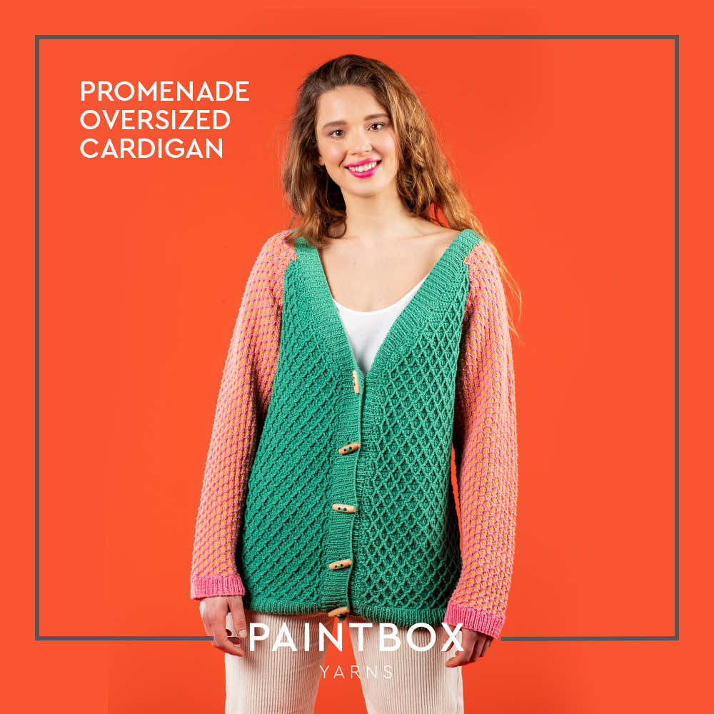 Paintbox Yarns Promenade Oversized Cardigan Knitting Pattern