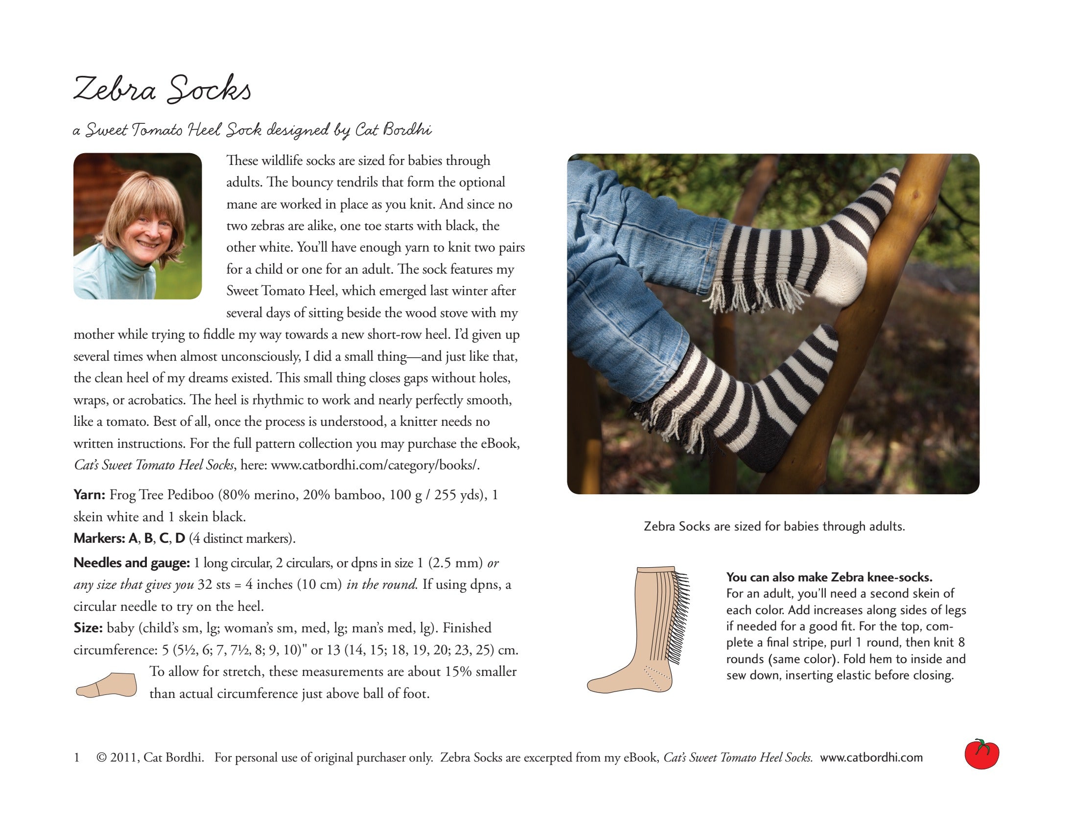 Cat Bordhi Zebra Socks Knitting Pattern
