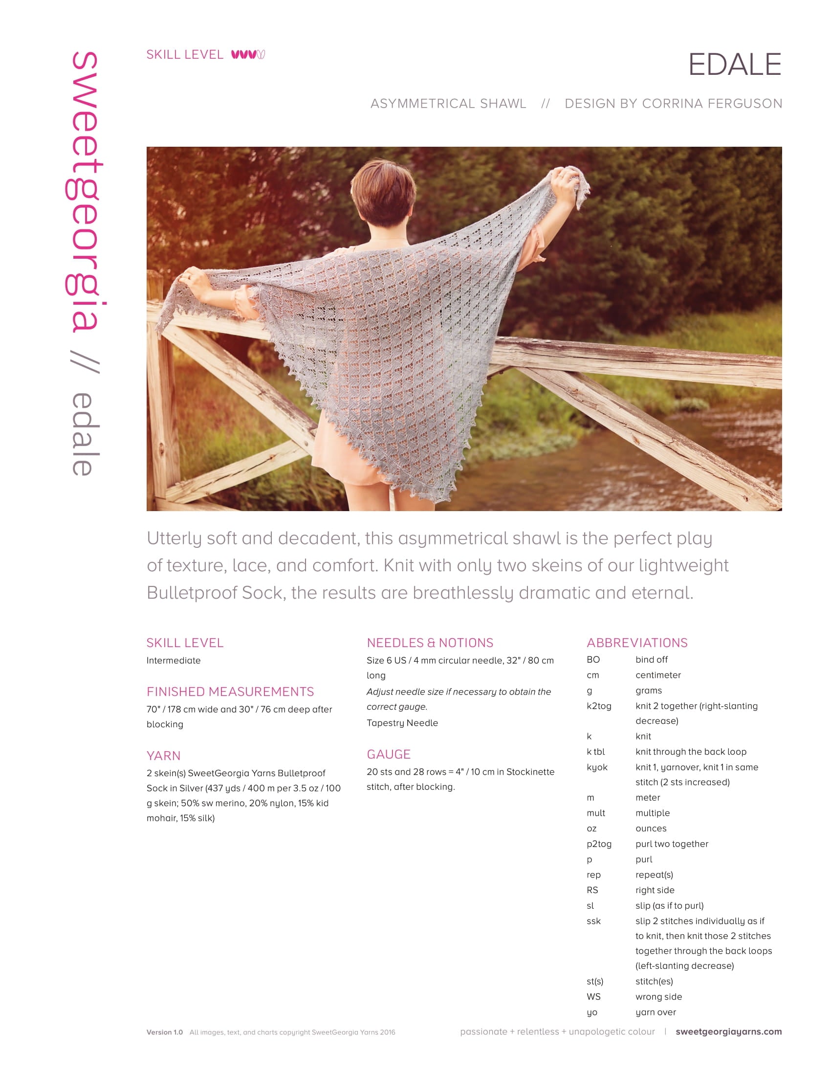 SweetGeorgia Edale Wrap Knitting Pattern