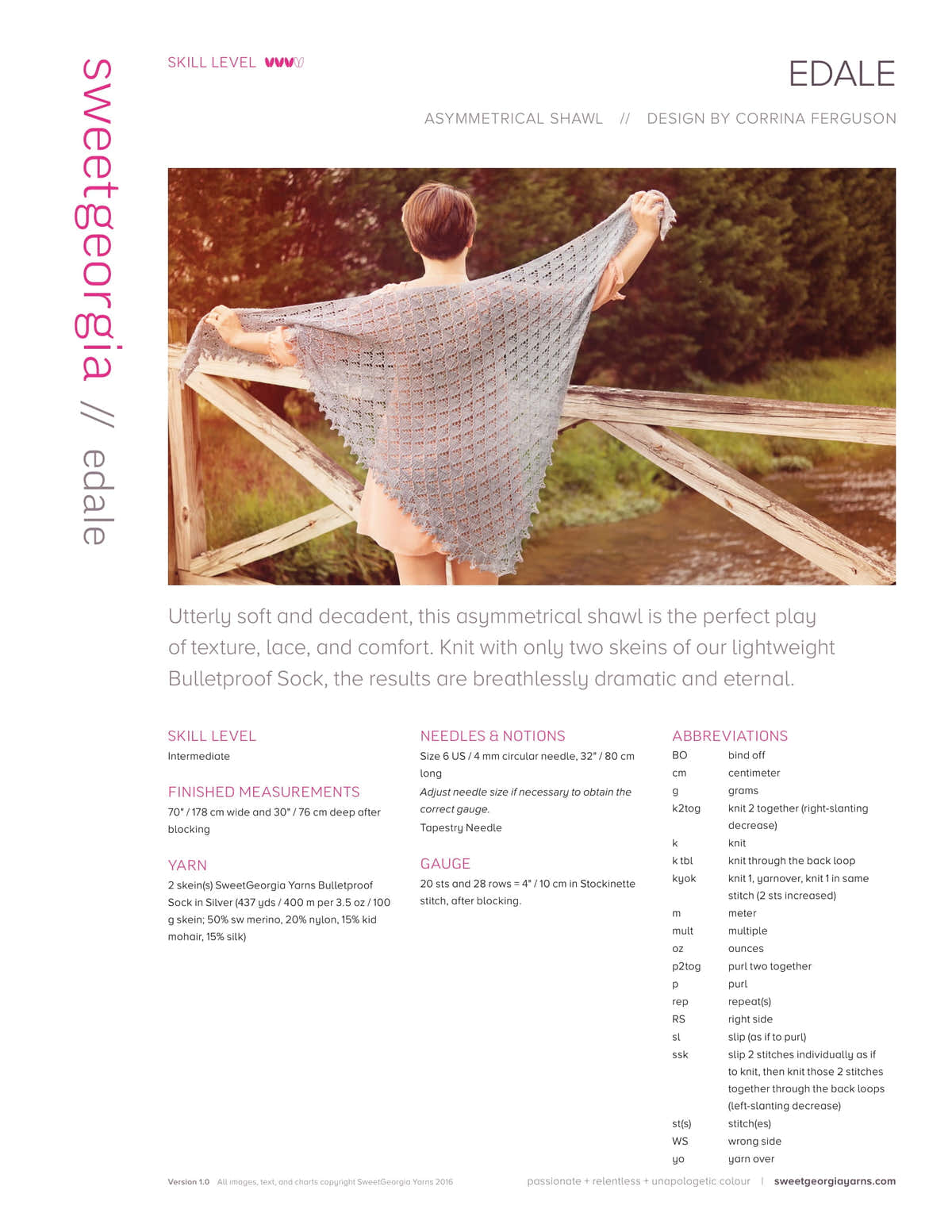 SweetGeorgia Edale Wrap Knitting Pattern