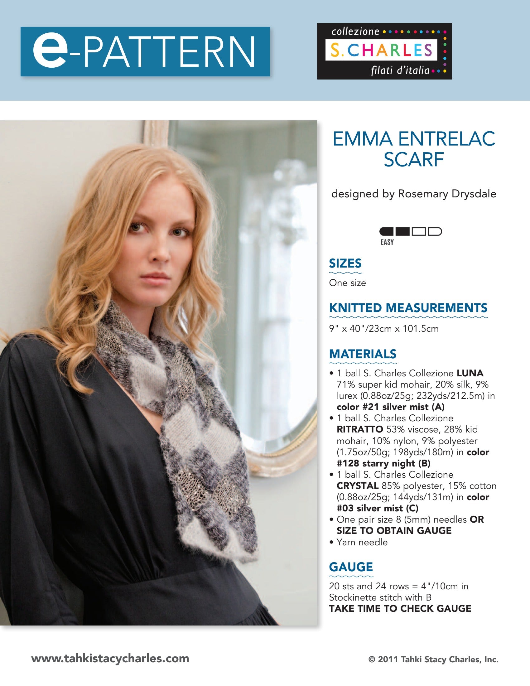 Stacy Charles Fine Yarns Emma Entrelac Scarf Knitting