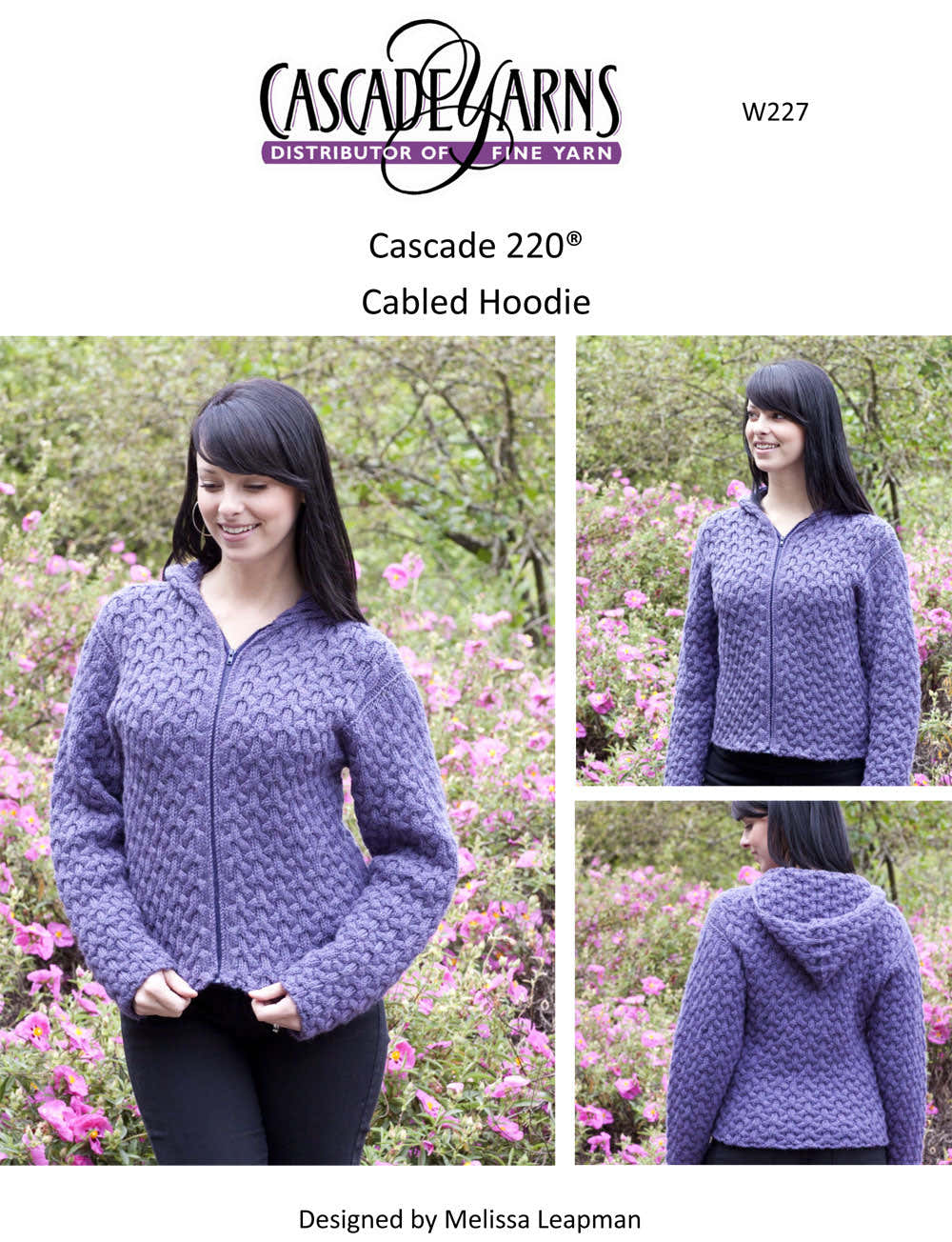 Cascade Yarns W Cabled Hoodie Jacket Knitting Pattern