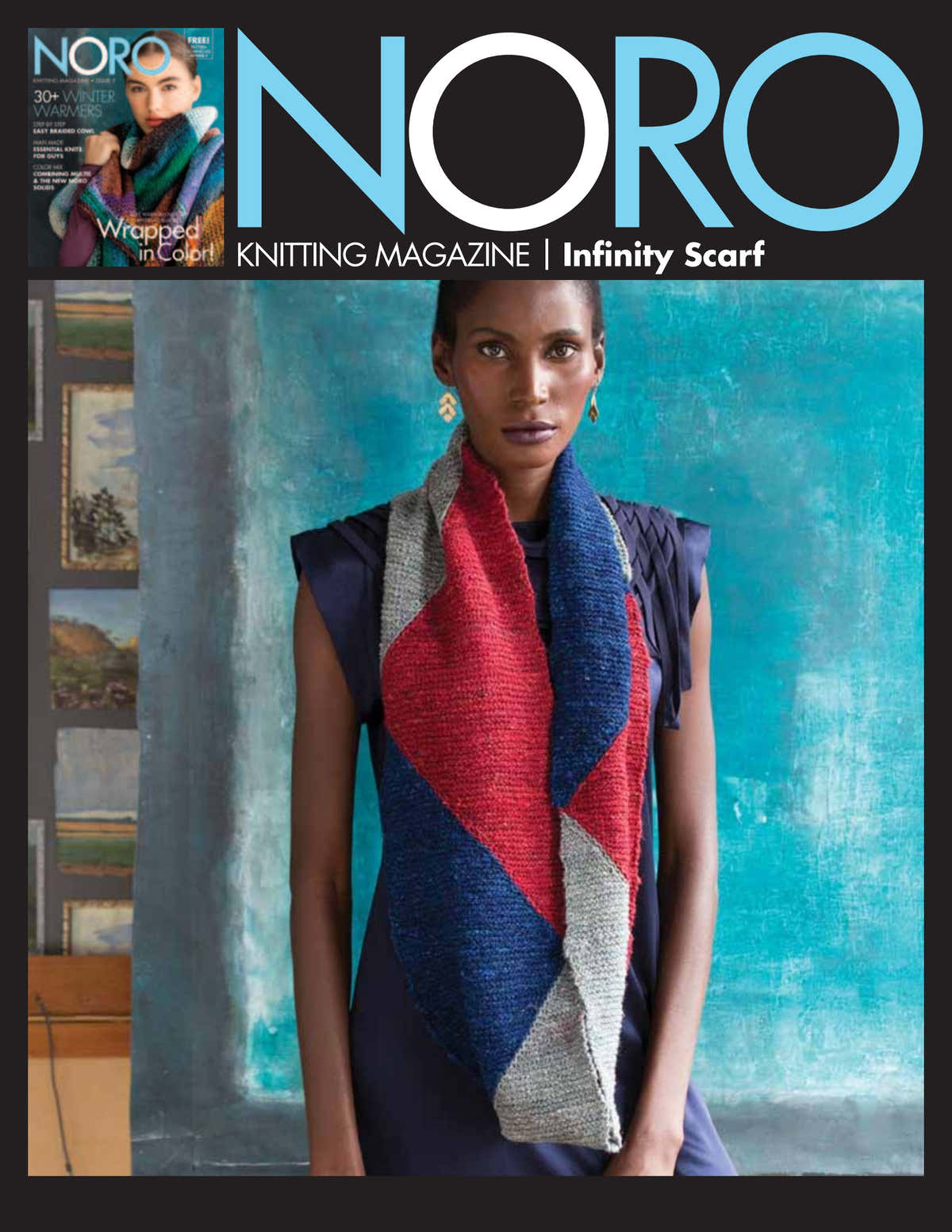 Noro Color Block Infinity Scarf Cowl Knitting Pattern