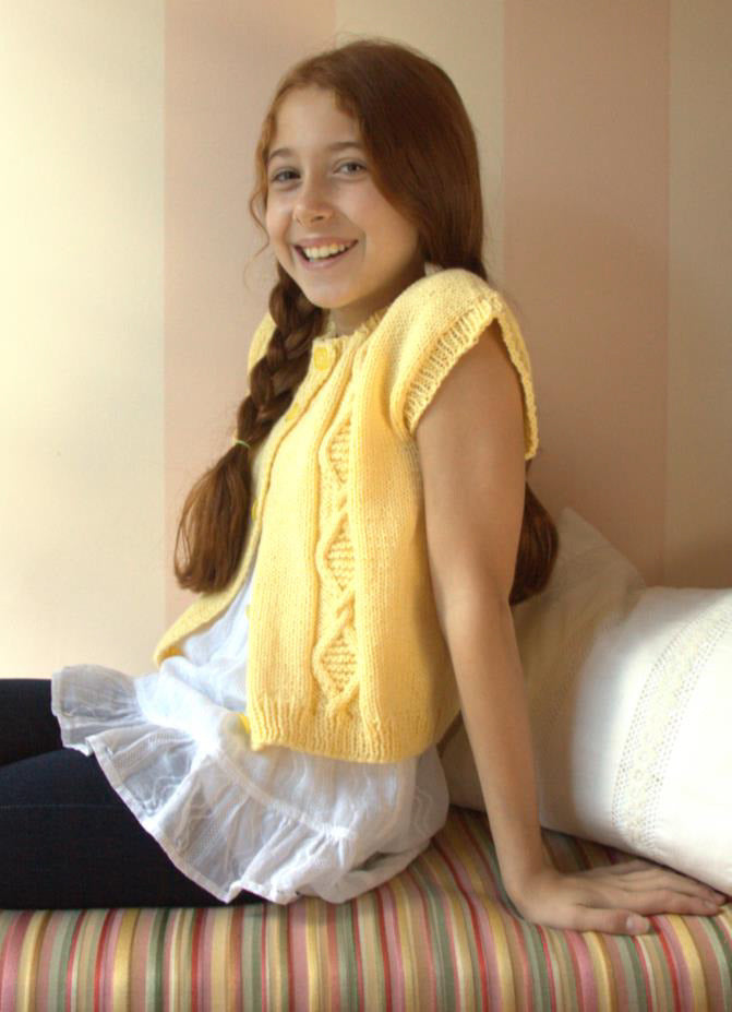 Child’s Cardigan Vest in Plymouth Yarn Dandelion - 2501 - PDF