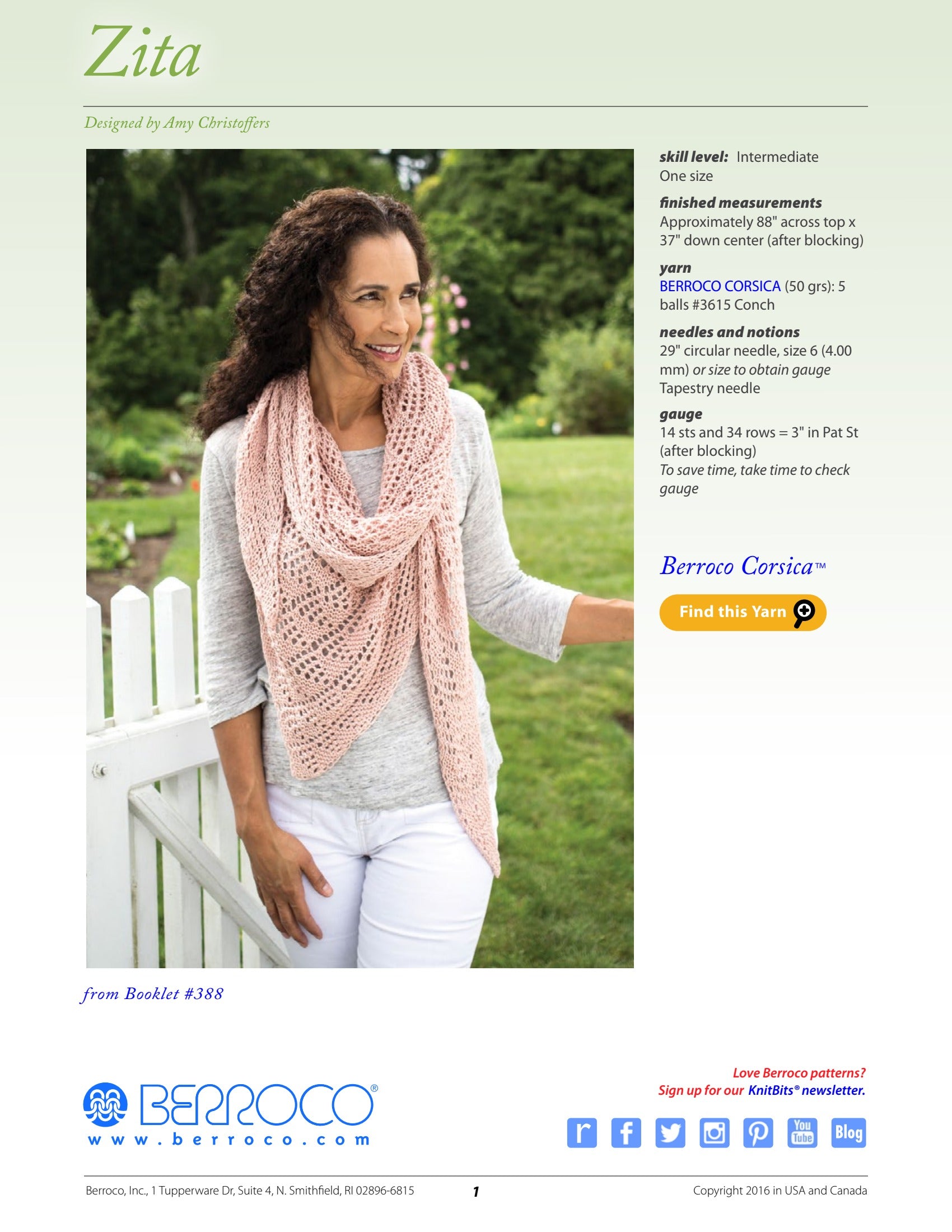 Berroco Zita Wrap Knitting Pattern