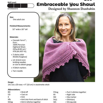 Cascade Yarns A Embraceable You Shawl Wrap Knitting Pattern