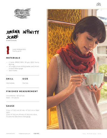 AMANO Jimena Infinity Scarf Cowl Knitting Pattern