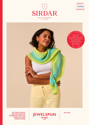 Crescent Glow Knitting Shawl in Sirdar Jewelspun Ombre - 10926 PDF