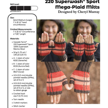Mega-Plaid Mitts in Cascade Yarns 220 Superwash Sport - Free