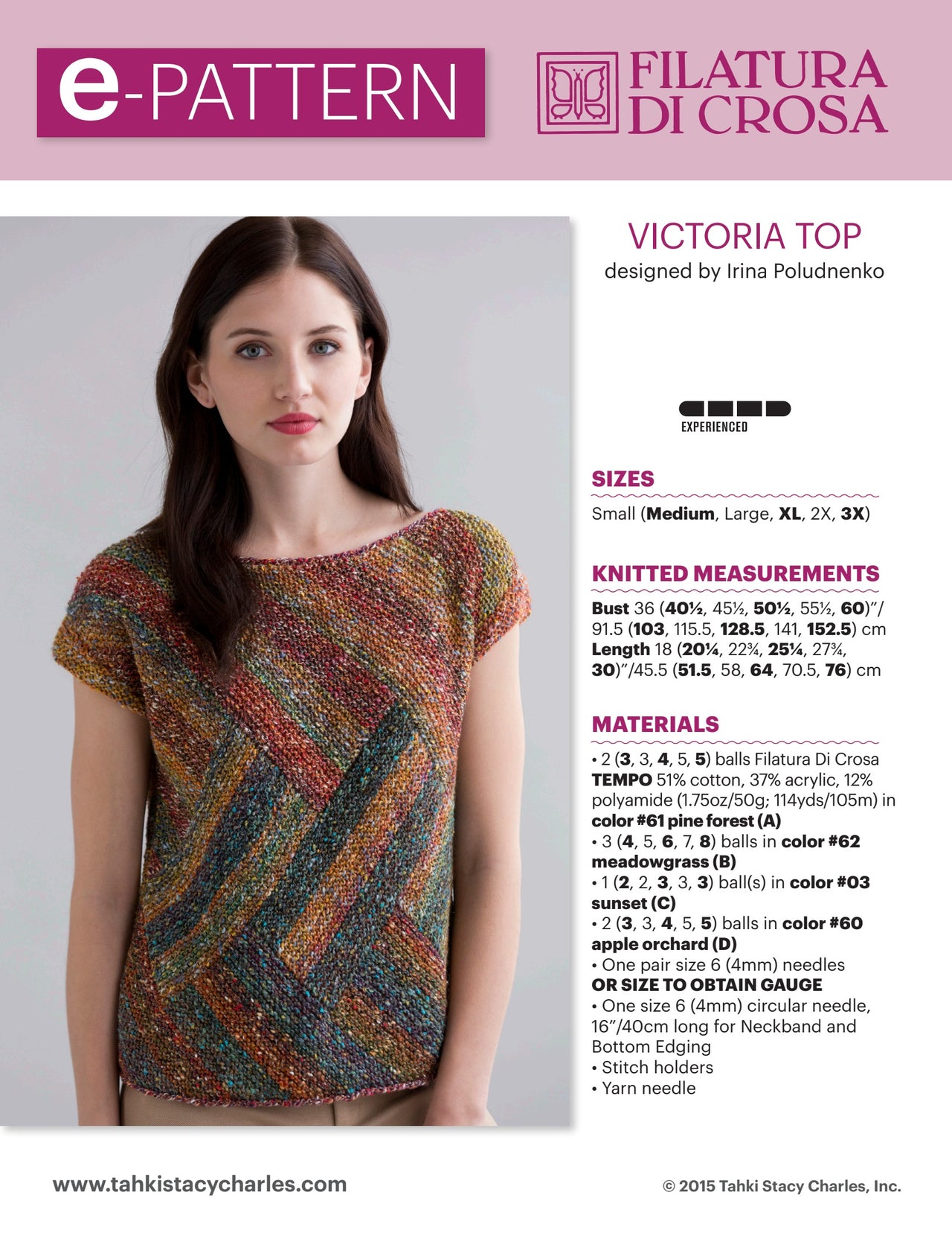 Filatura Di Crosa Victoria Top Jumper Knitting Pattern
