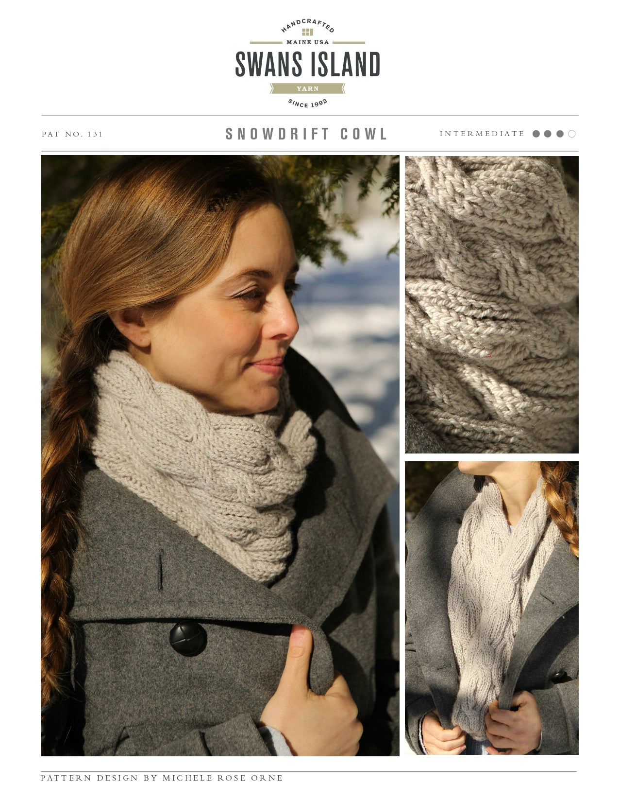 Swans Island Snowdrift Cowl Scarf Knitting Pattern