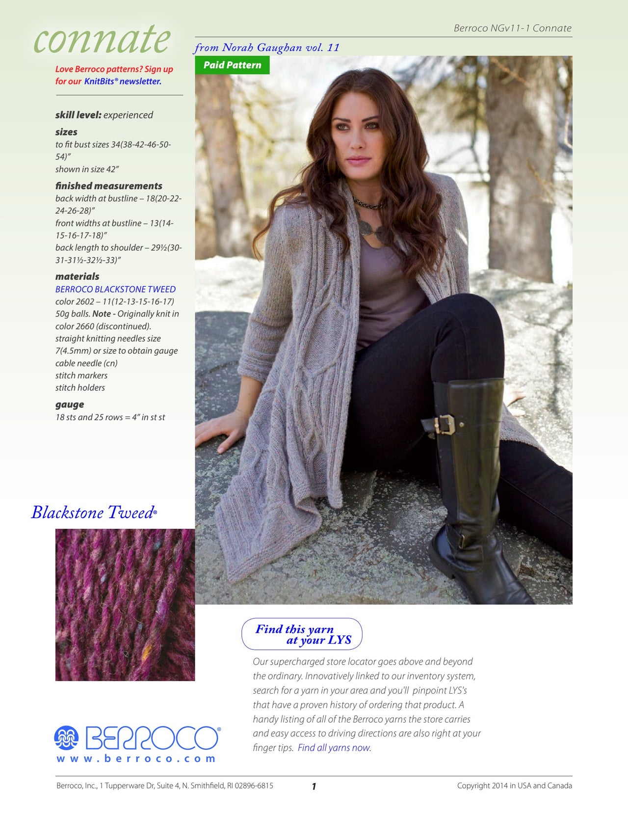 Berroco Connate Cardigan Knitting Pattern