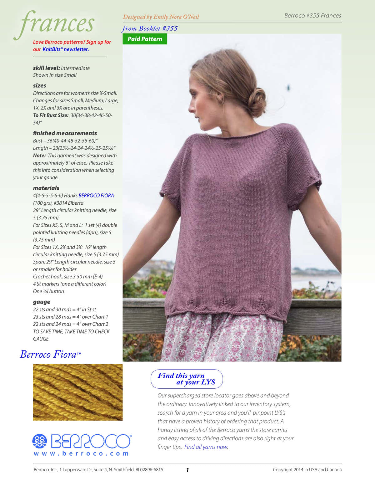 Berroco Frances Jumper Knitting Pattern