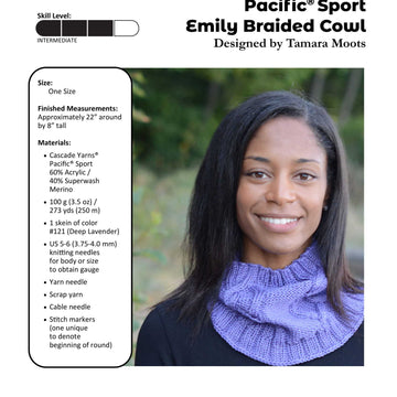 Cascade Yarns DK Emily Braided Cowl Knitting Pattern
