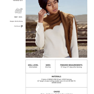 AMANO Sarapi Shawl Wrap Knitting Pattern